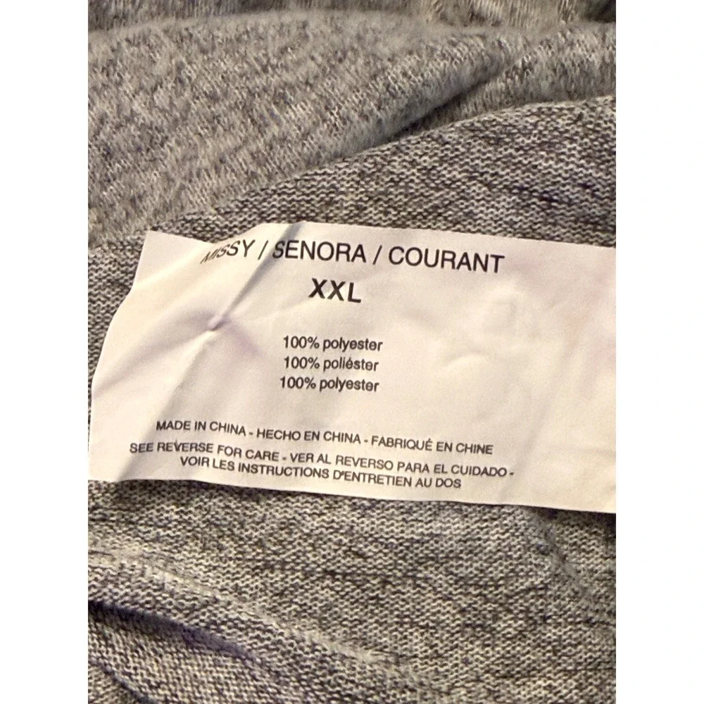 Erika Women's Grey Heathered‎ Long Sleeve Rhinestone Embellished Tunic Top XXL